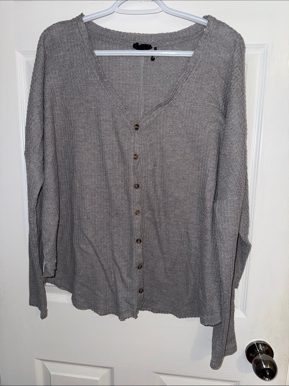 Urban Outfitters Light Gray Button-Up Knit Top